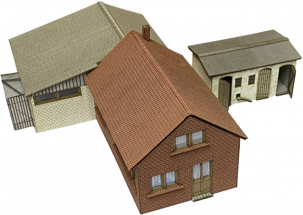 Eingeschossiges Wohnhaus mit Werkstattanbau und Garage